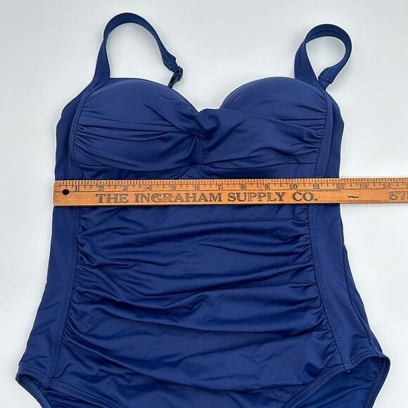 Niptuck Swim Swimsuit Womens 6 Multi Fit Cup One Piece Ruched Blue - Picture 8 of 12